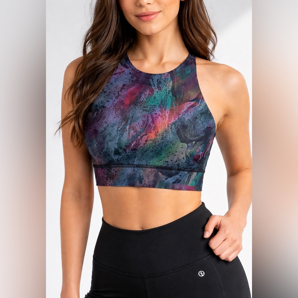 Lululemon Strappy Sports Bra Multicolor Marble Print Size 4